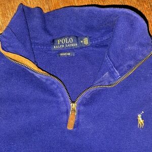 Polo Ralph Lauren Blue Quarter-Zip Sweater estate rib medium